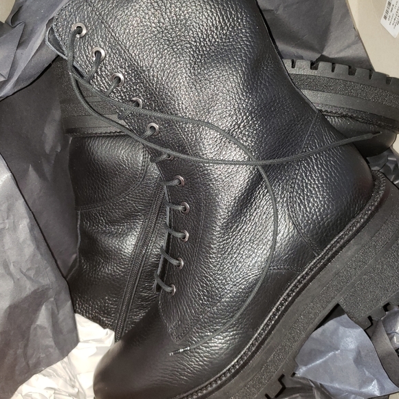 Leather Laced Combat Boot SIZE 9 black - Picture 4 of 10